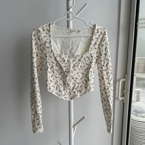 Sunday Best Floral Cream Crop Top